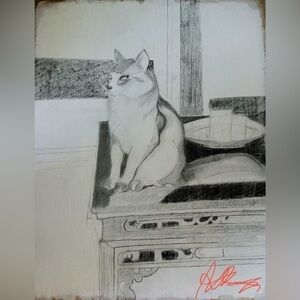 Hand drawn pencil drawing as a digital print on an A4 paper by me of coco